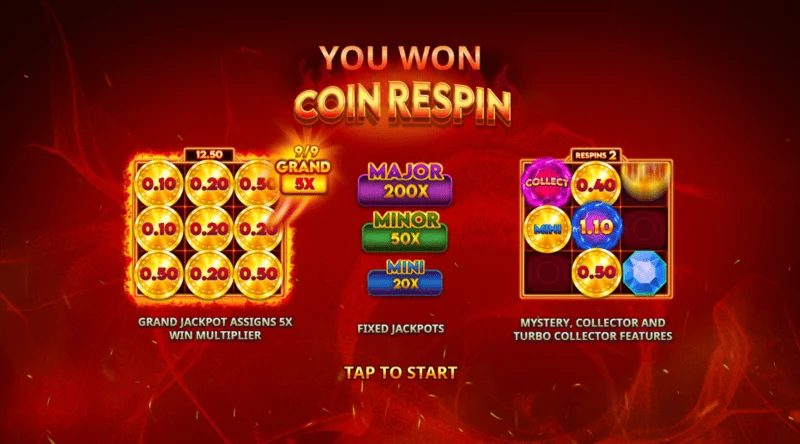Blazing Coins Deluxe endurspilun mynt